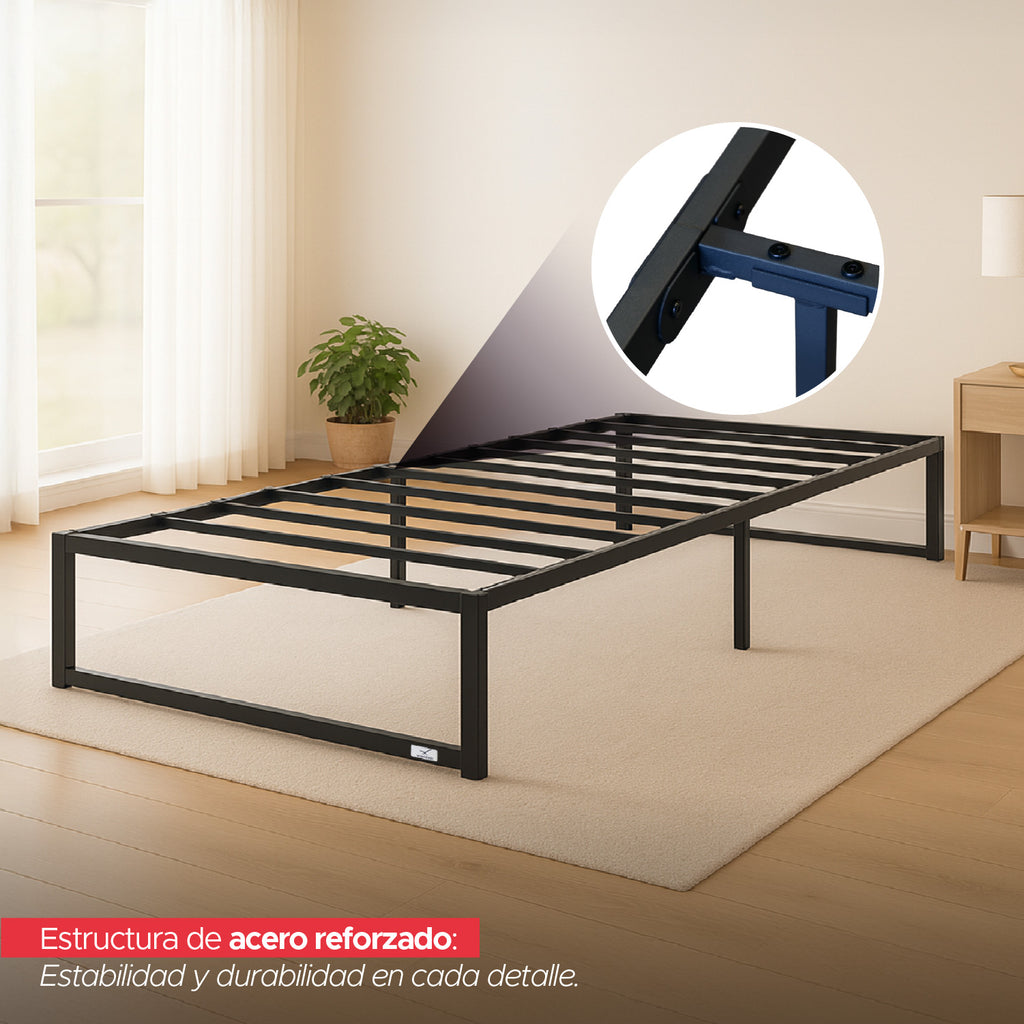 Base para cama Europea Acero Negro 90x190 cm ZEN 1 pza Vincenzi