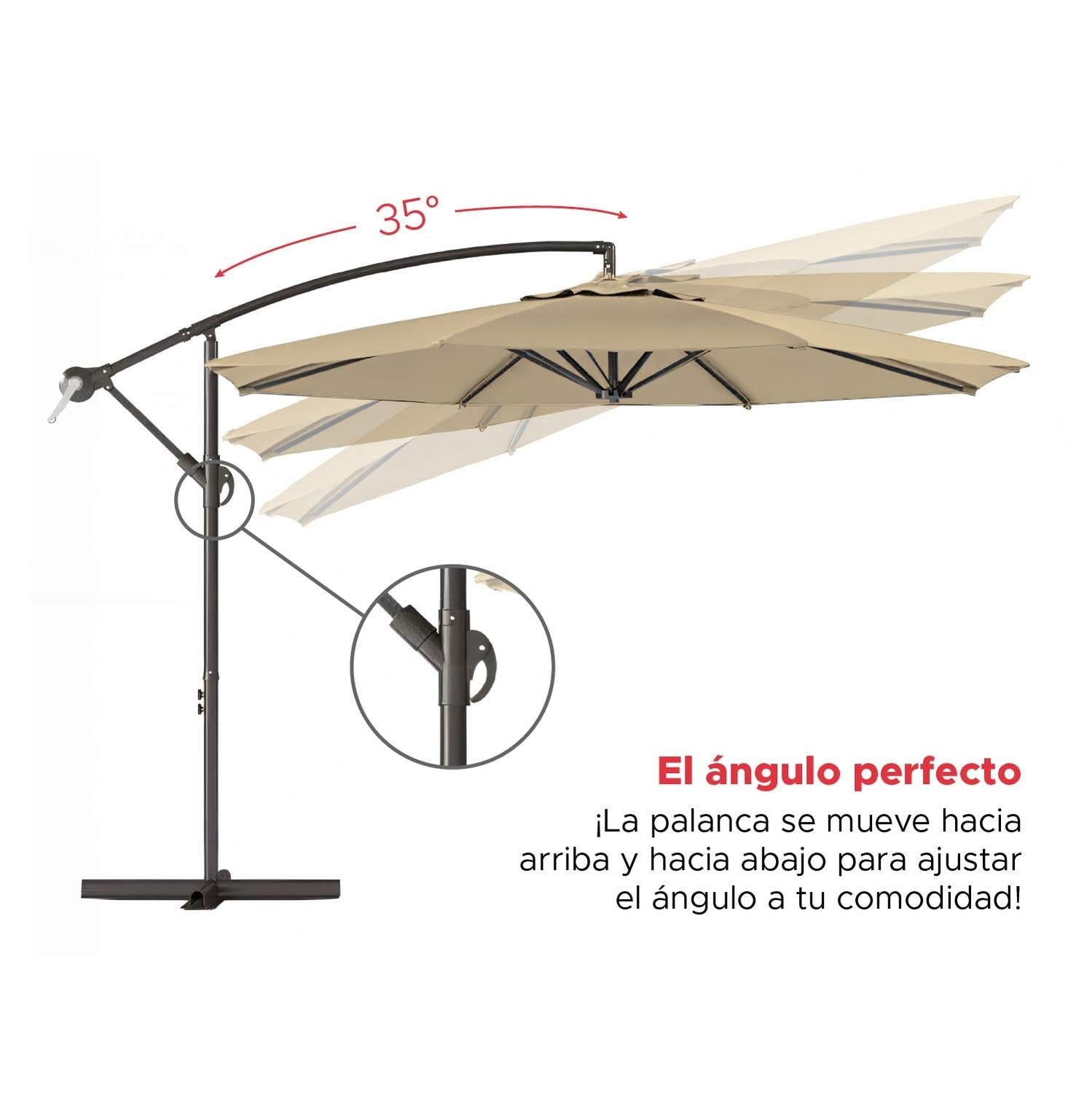 STORE SOL  Quitasol Lateral 3x3mt Sombrilla Terraza Sol Lluvia Vincenzi Beige