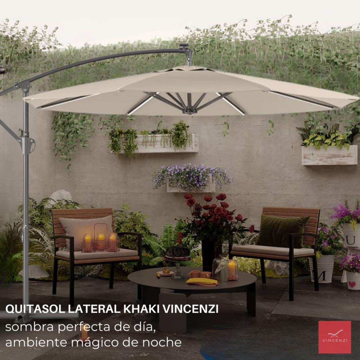 Quitasol de Terraza 360° 3x3 mts con Panel Solar y Luces Led