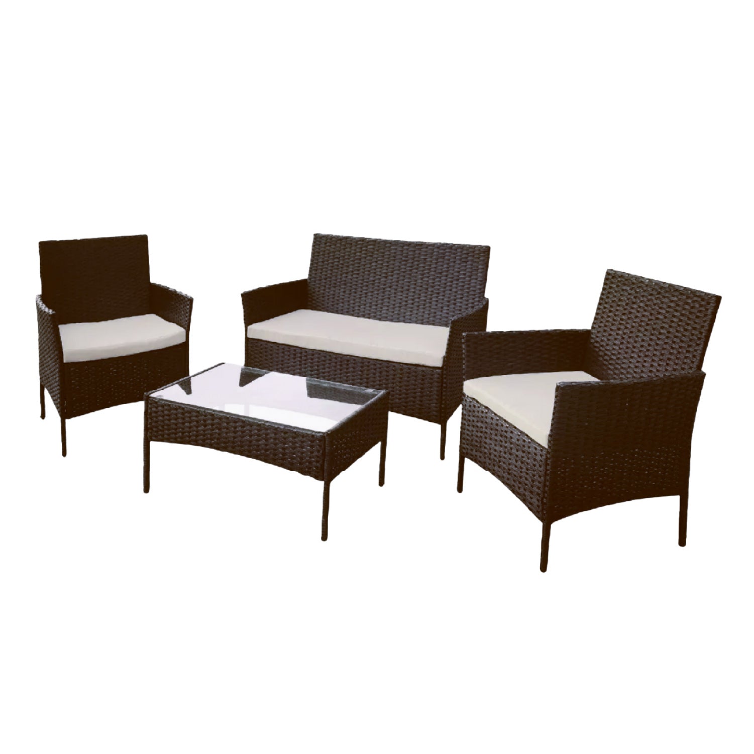 Set Juego De Terraza 4pcs Mesa Sillas Sillon Rattan Vincenzi