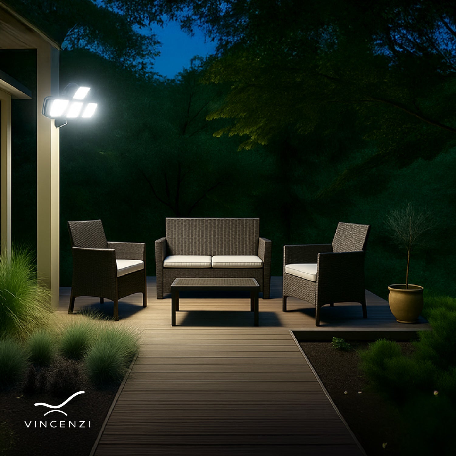 Set Juego De Terraza 4pcs Mesa Sillas Sillon Rattan Vincenzi