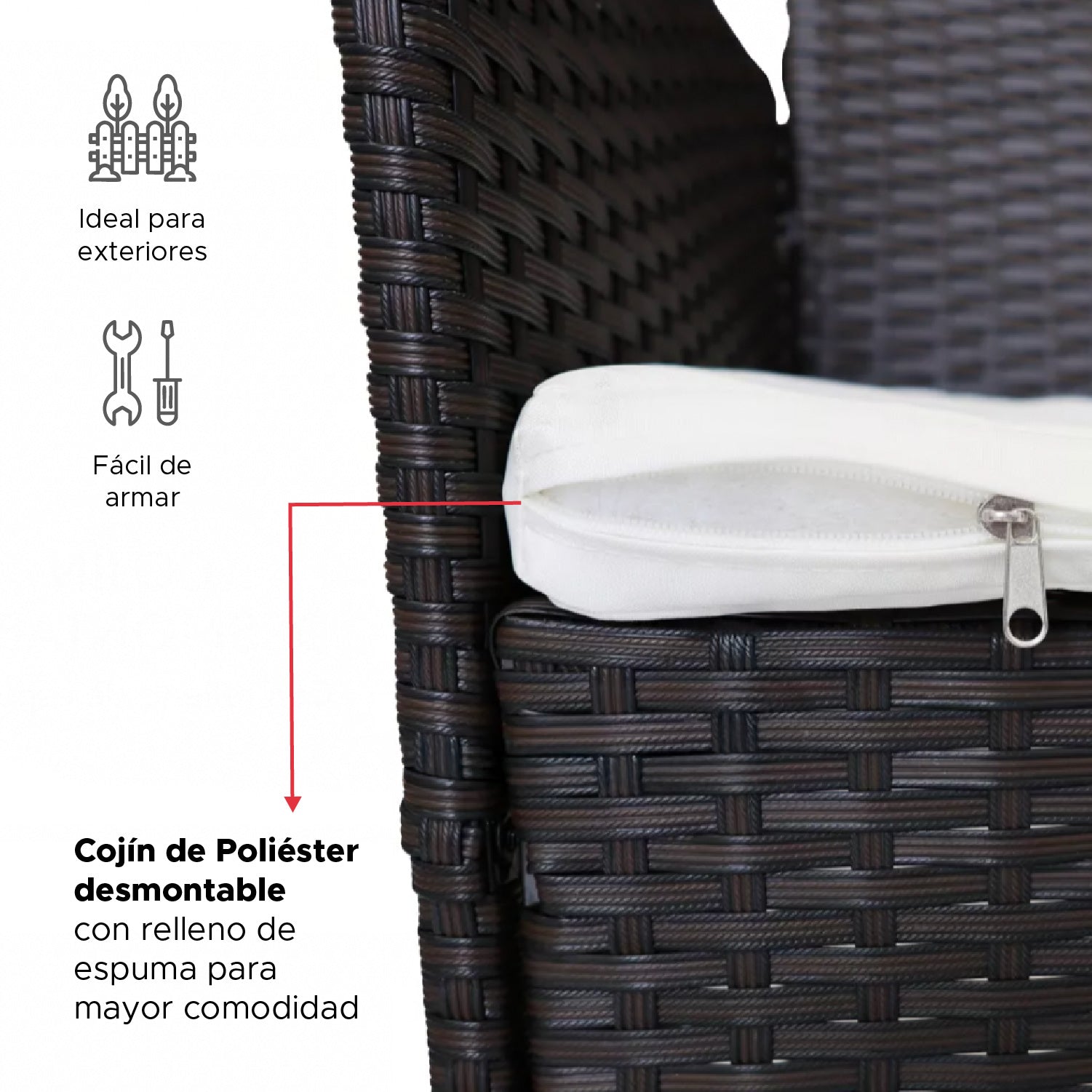 Set Juego De Terraza 4pcs Mesa Sillas Sillon Rattan Vincenzi