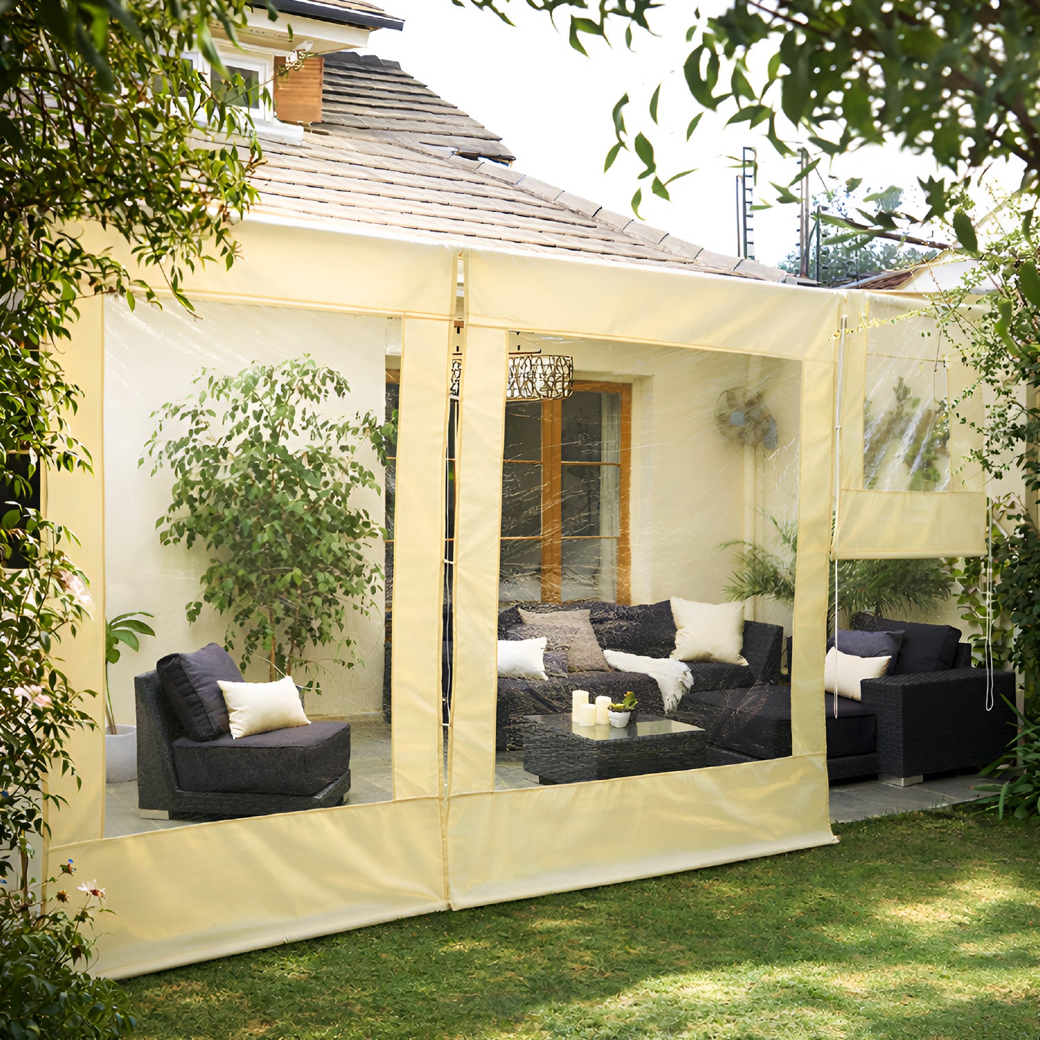 Cortina Roller Cierre de Terraza Beige 100x250cm