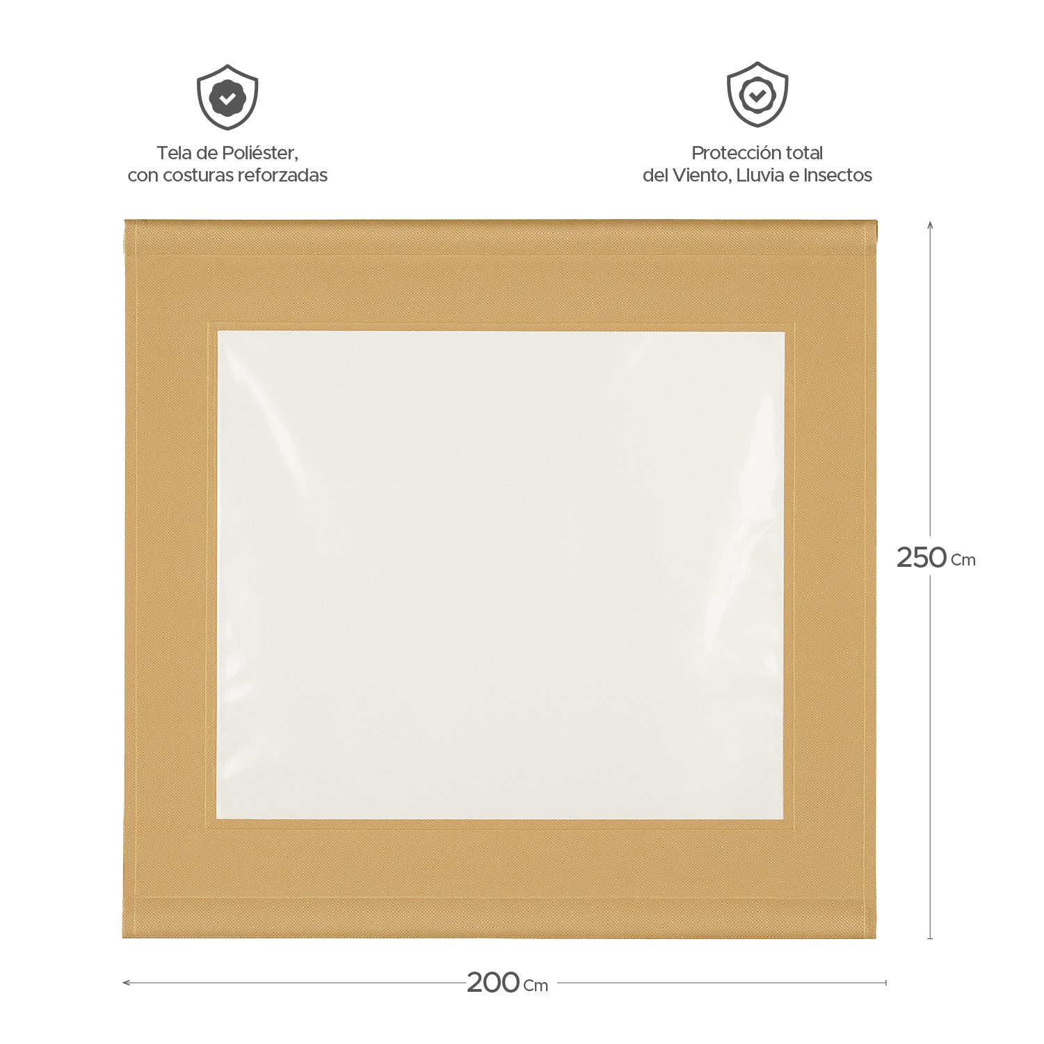 Cortina Roller Cierre De Terraza Beige 200x250cm