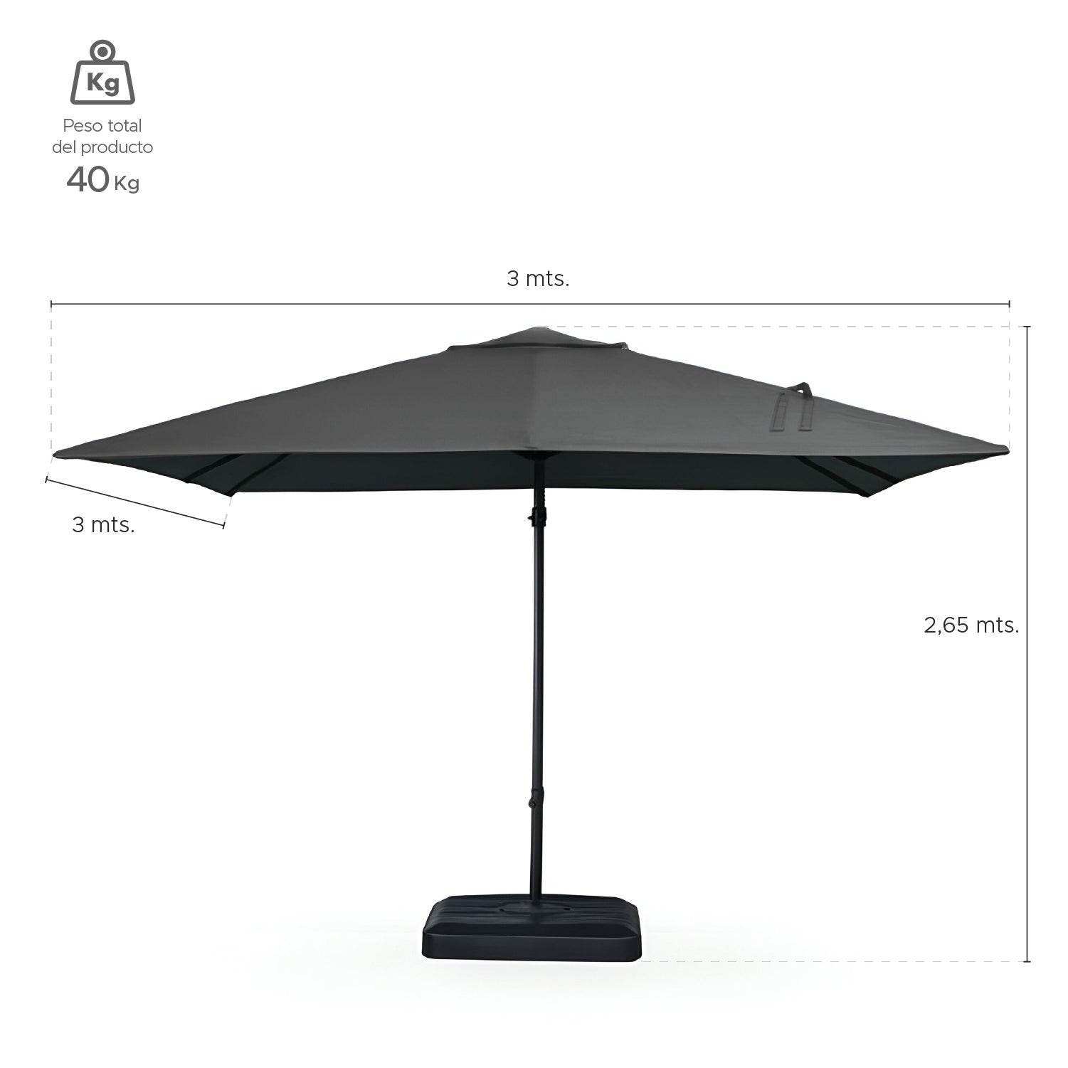 Quitasol para terraza Lateral Gráfito 360 Vincenzi