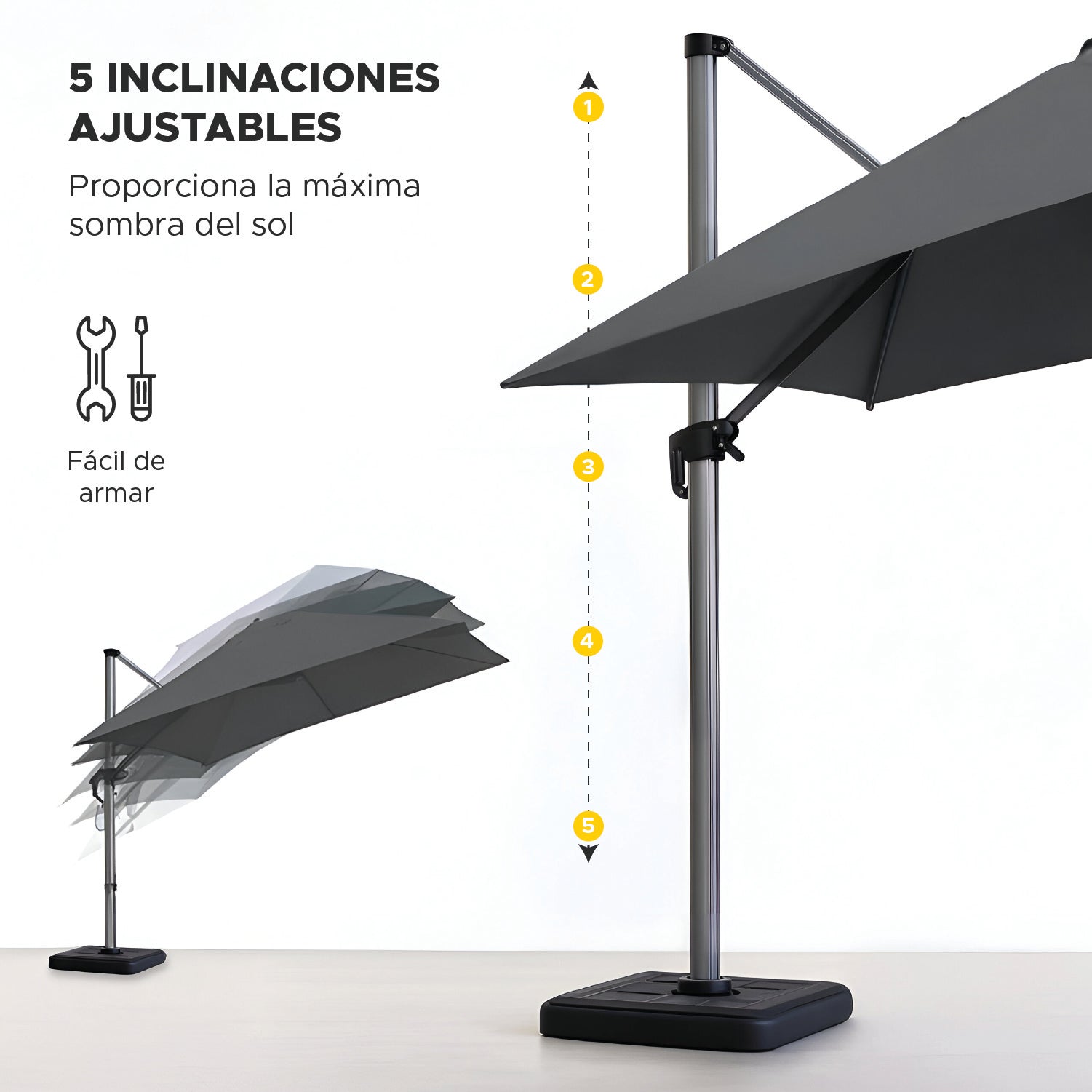 Quitasol para terraza Lateral Gráfito 360 Vincenzi