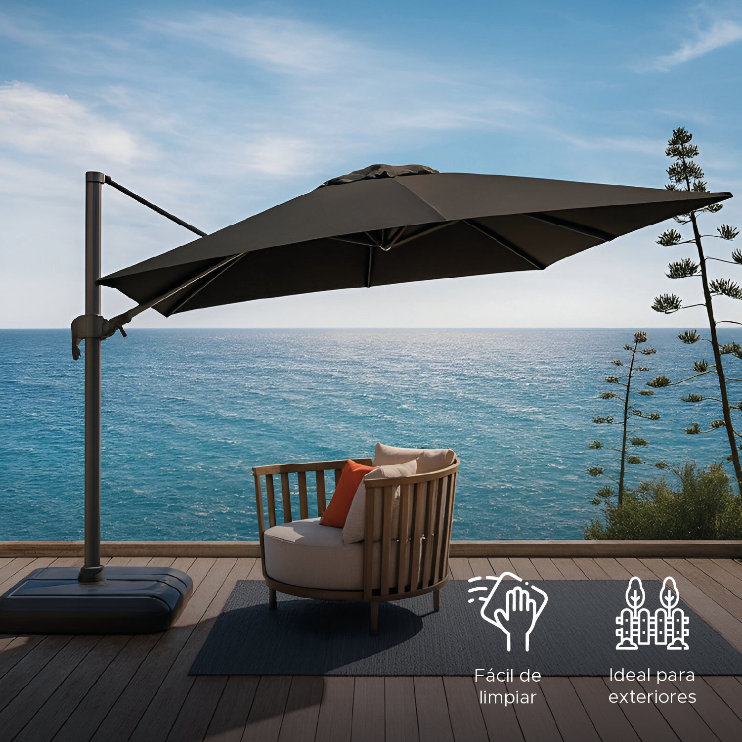 Quitasol para terraza Lateral Gráfito 360 Vincenzi