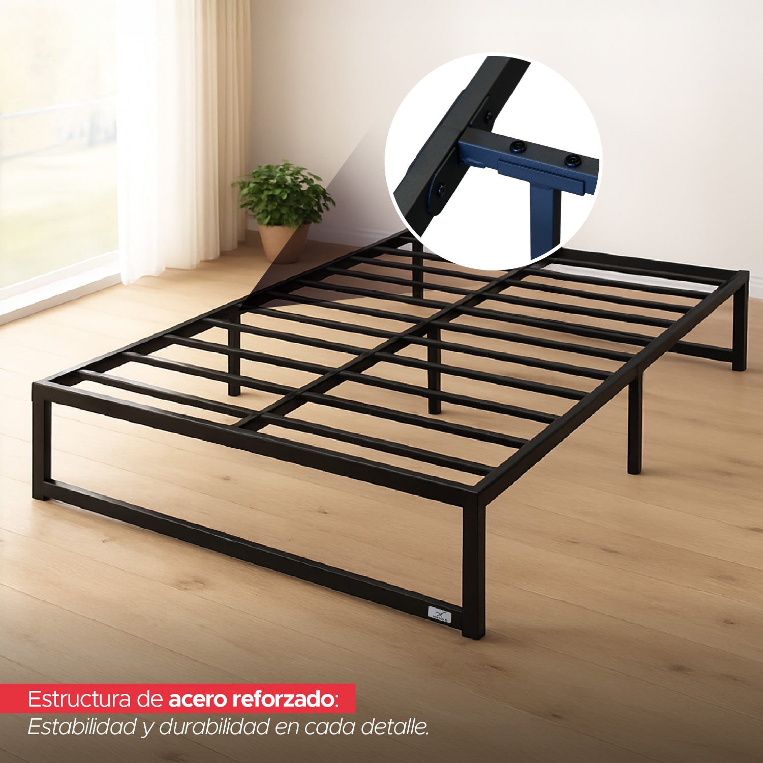 Base para cama Europea Acero Negro 150X190 cm 2 Pza Vincenzi