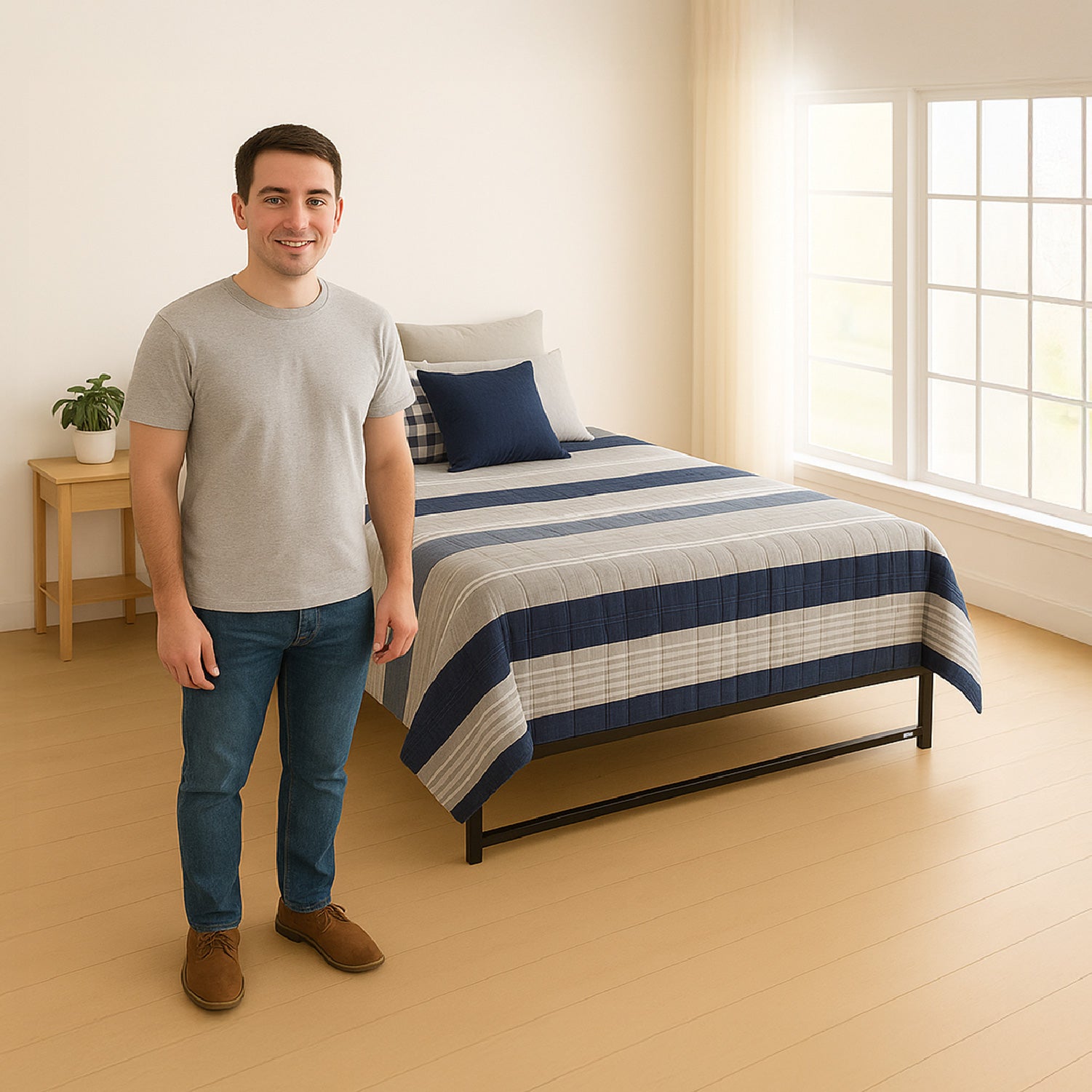 Base para cama Europea Acero Negro 150X190 cm 2 Pza Vincenzi