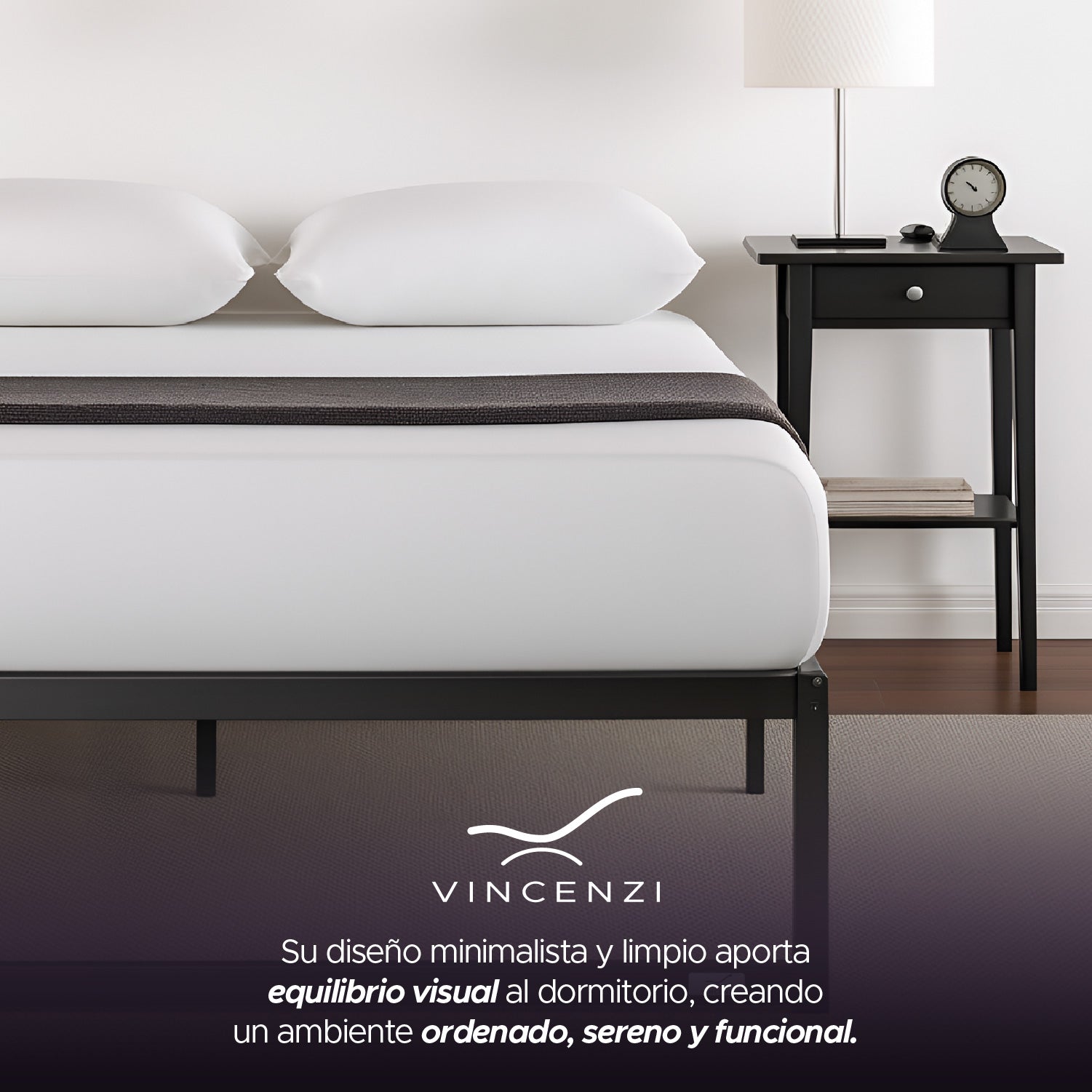 Base para cama Europea Acero Negro 150X190 cm 2 Pza Vincenzi