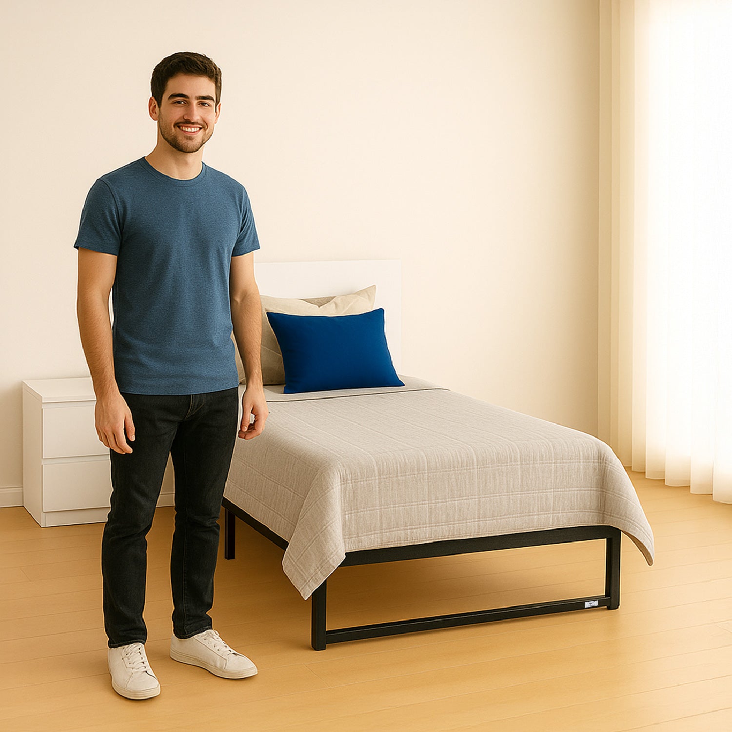 Base para cama Europea Acero Negro 105X190 cm 1,5 Pza Vincenzi