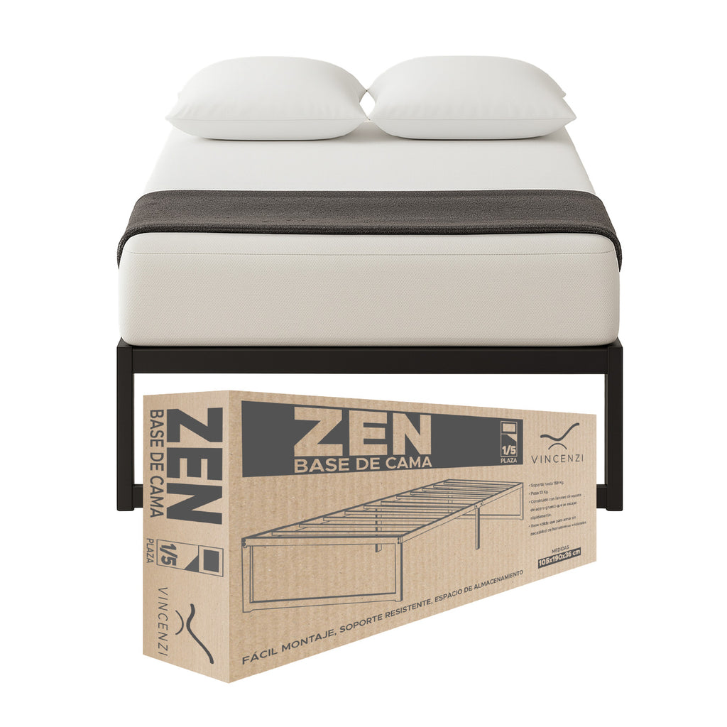Base para cama Europea Acero Negro 105X190 cm 1,5 Pza Vincenzi