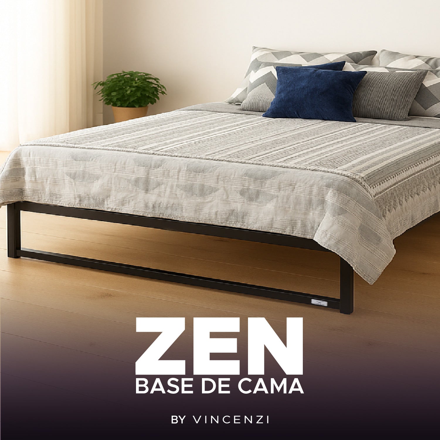 Base para cama Europea Acero Negro 180x200 cm King Vincenzi