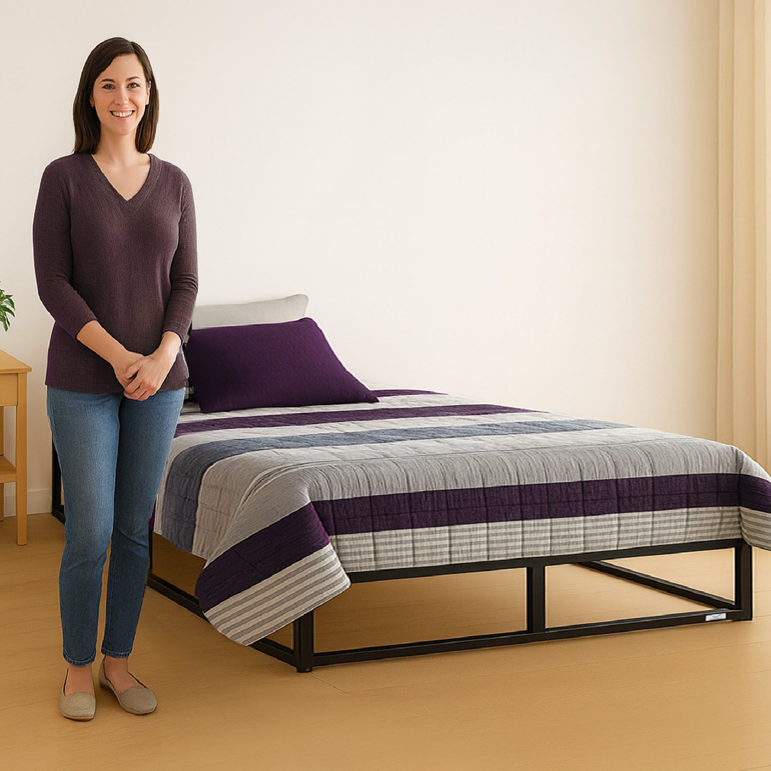 Base para cama Europea Acero y Madera 150x190 cm 2 pza Vincenzi