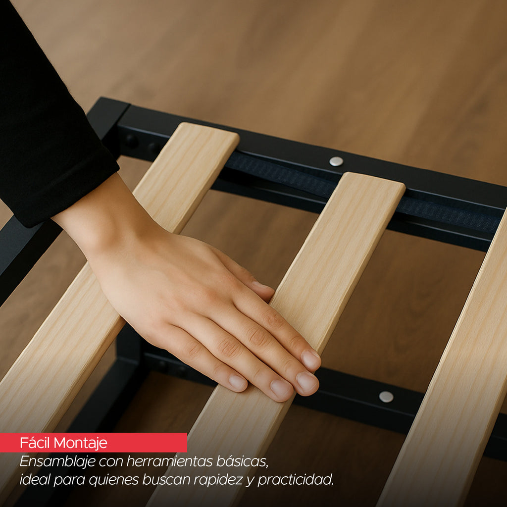 Base para cama Europea Acero y Madera 200X200 cm King Vincenzi