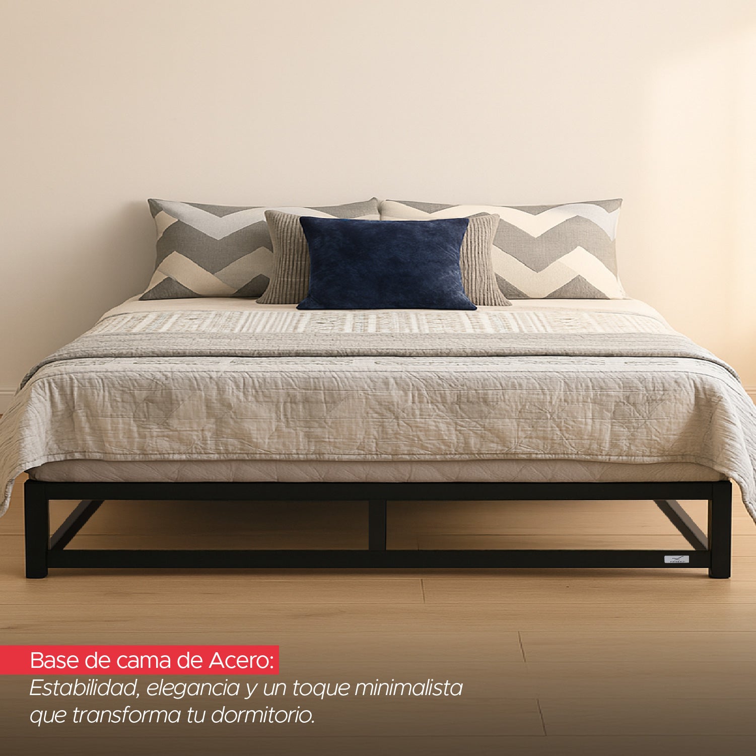 Base para cama Europea Acero y Madera 200X200 cm King Vincenzi