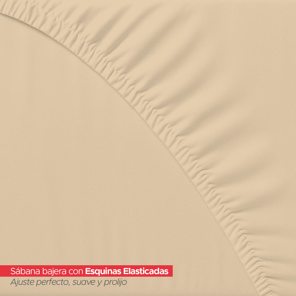 Juego De Sábanas 1800 Hilos 1,5 Plazas Beige Ultra Suave Vincenzi