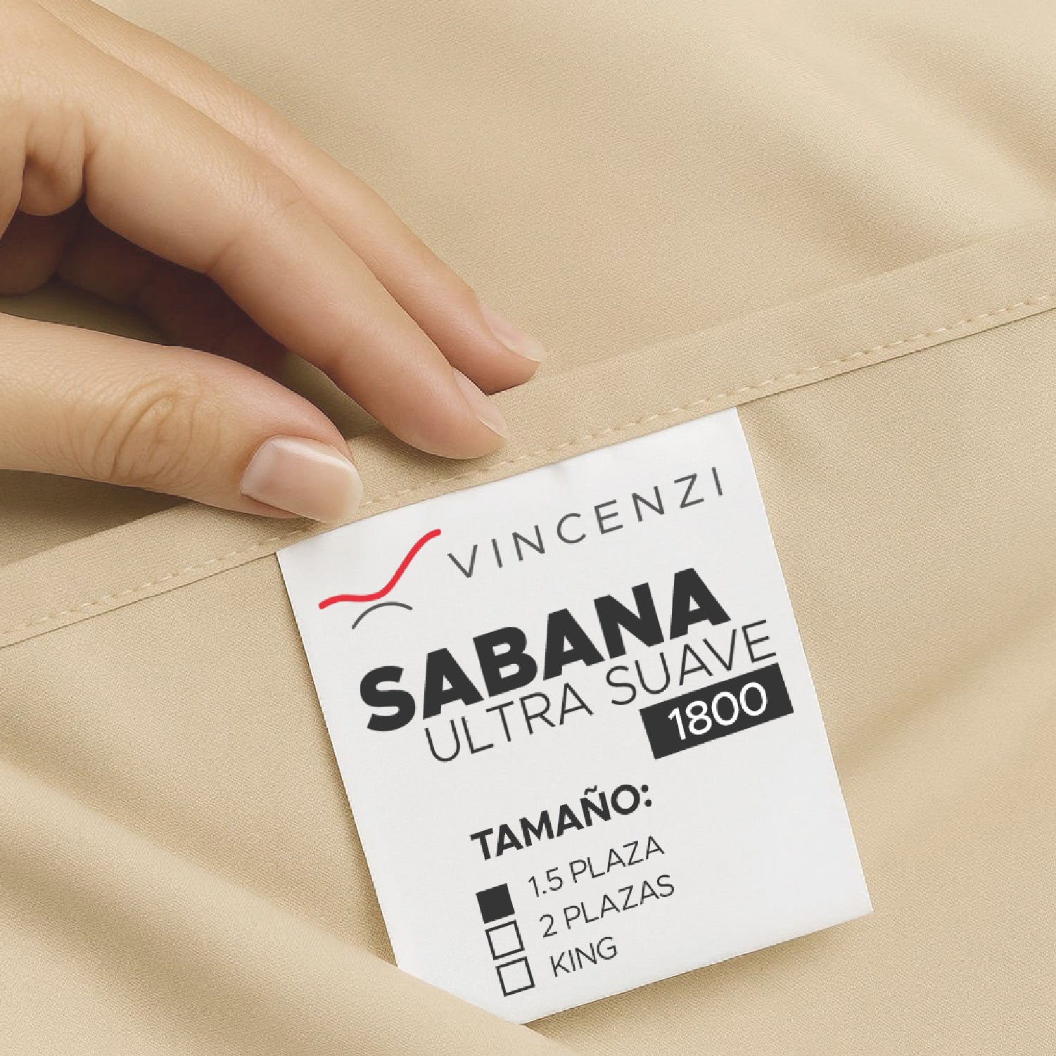 Juego De Sábanas 1800 Hilos 1,5 Plazas Beige Ultra Suave Vincenzi