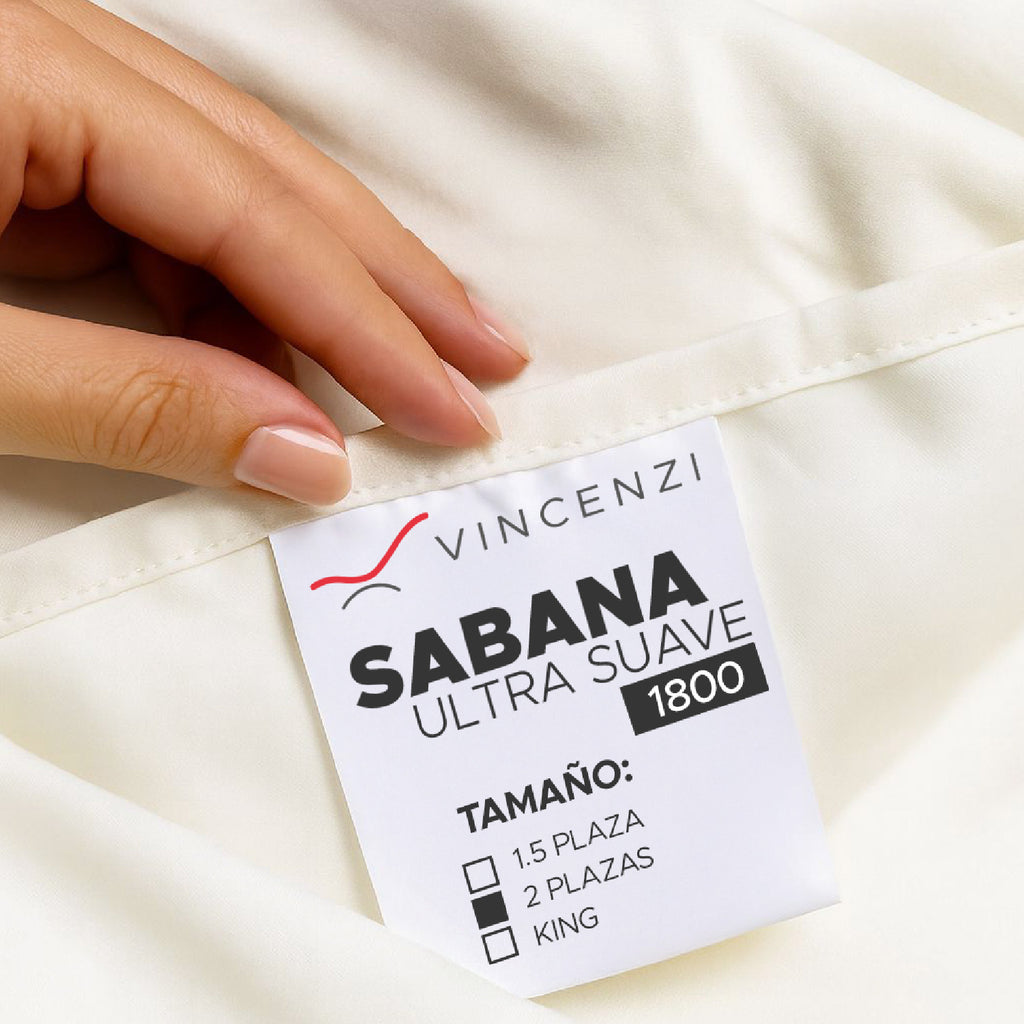 Juego De Sábanas Blanco 1800 Hilos Ultra Suave 2 Plazas Vincenzi