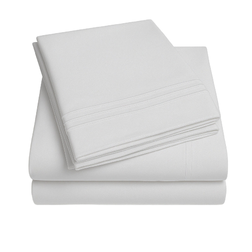 Juego De Sábanas Blanco 1800 Hilos Ultra Suave Tamaño King Vincenzi