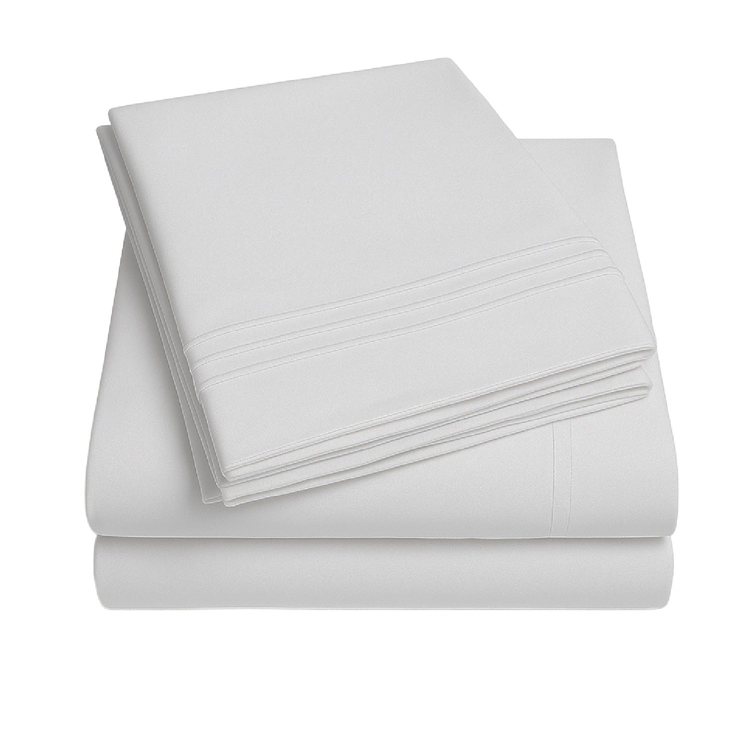 Juego De Sábanas Blanco 1800 Hilos Ultra Suave Tamaño King Vincenzi