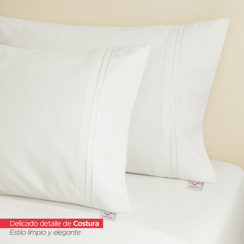 Juego De Sábanas Blanco 1800 Hilos Ultra Suave 2 Plazas Vincenzi