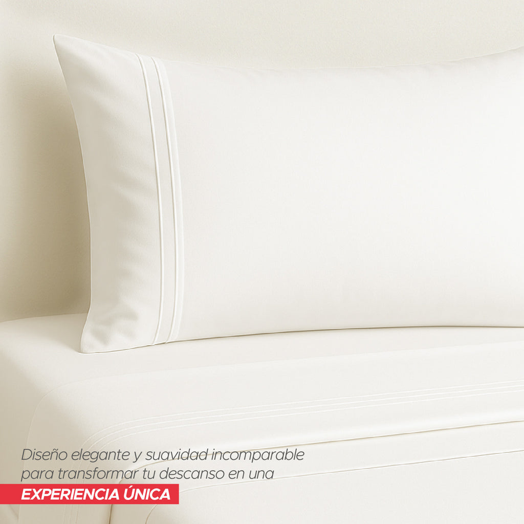 Juego De Sábanas Blanco 1800 Hilos Ultra Suave 2 Plazas Vincenzi