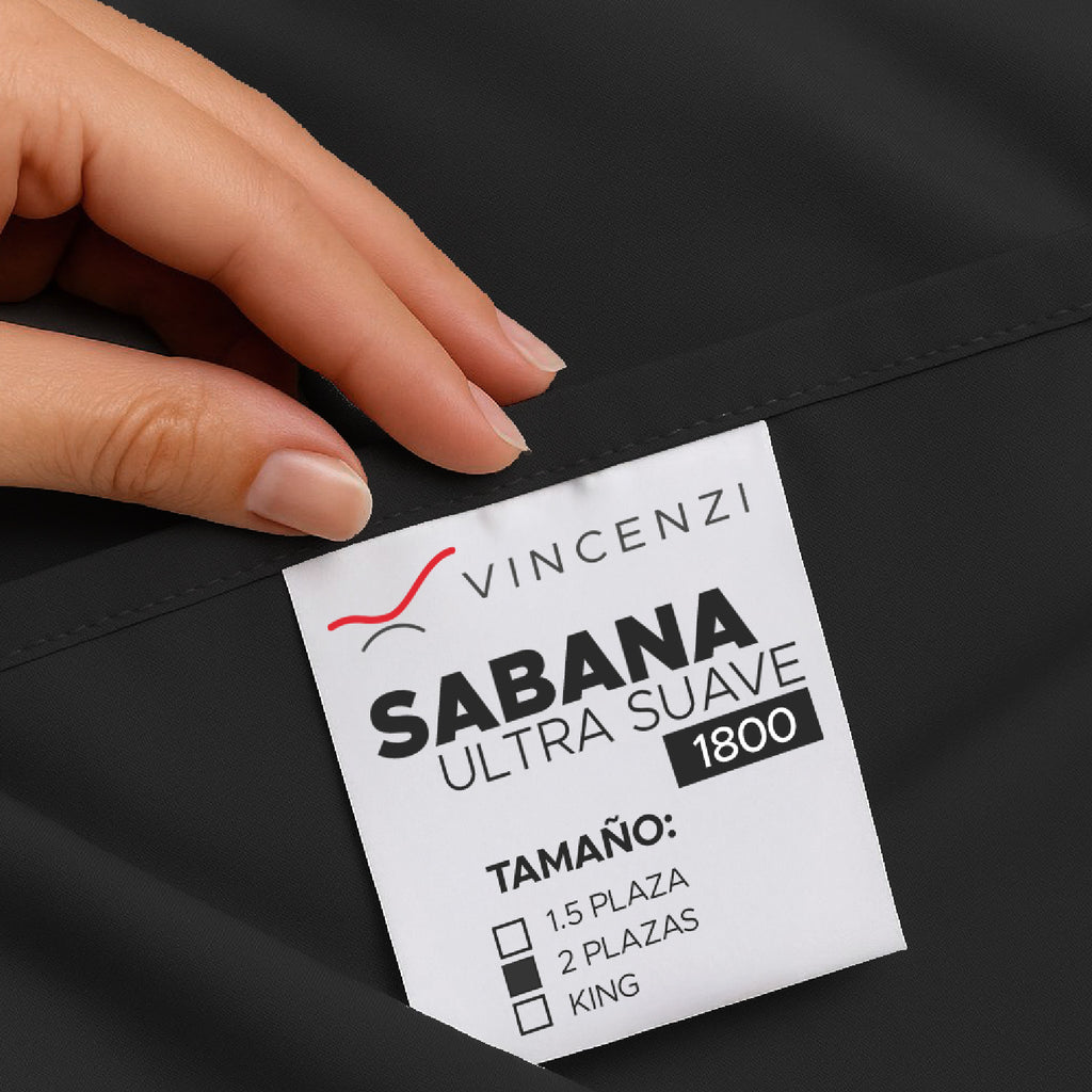 Juego de Sábana Negra 1800 hilos Ultra suave 2 plazas Vincenzi