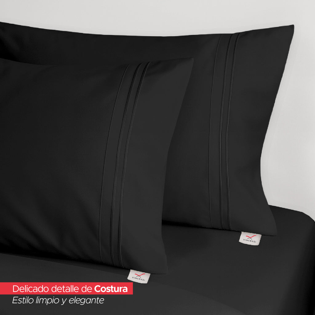 Juego De Sábanas Negro 1800 Hilos Ultra Suave Tamaño King Vincenzi