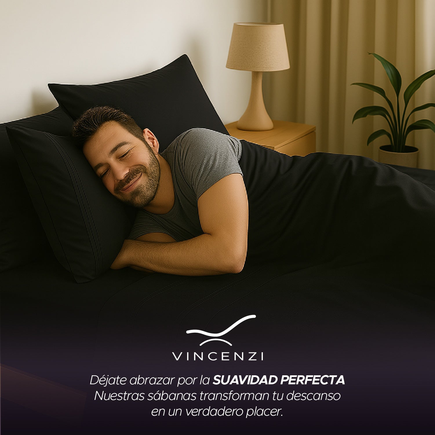 Juego De Sábanas Negro 1800 Hilos Ultra Suave Tamaño King Vincenzi