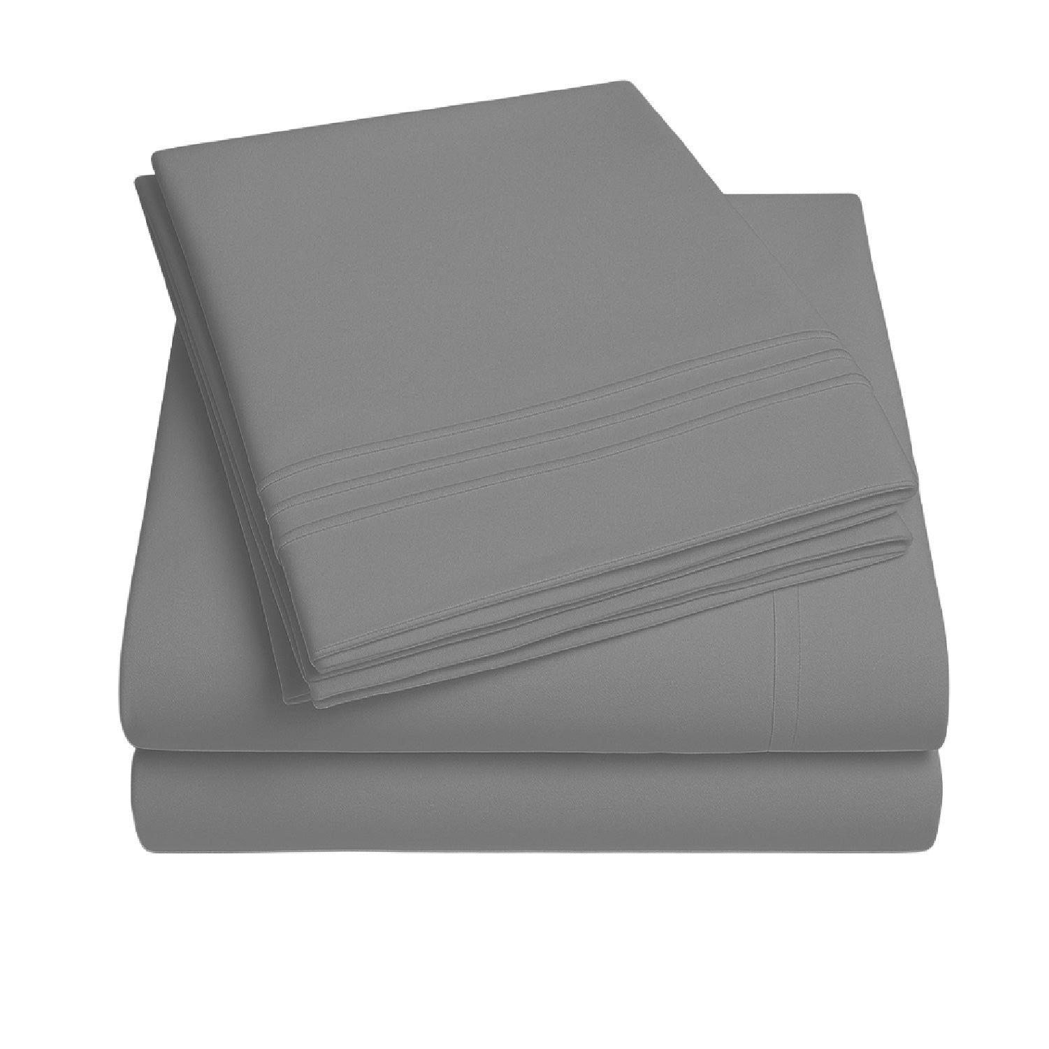 Juego De Sábanas 1800 Hilos 1,5 Plazas Gris Ultra Suave Vincenzi