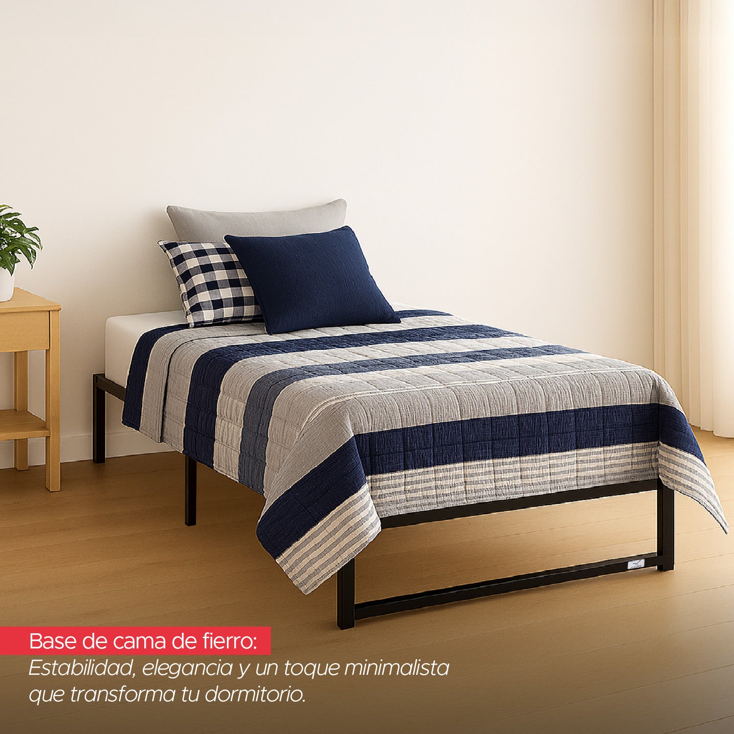 Base para cama Europea Acero Negro 90x190 cm ZEN 1 pza Vincenzi