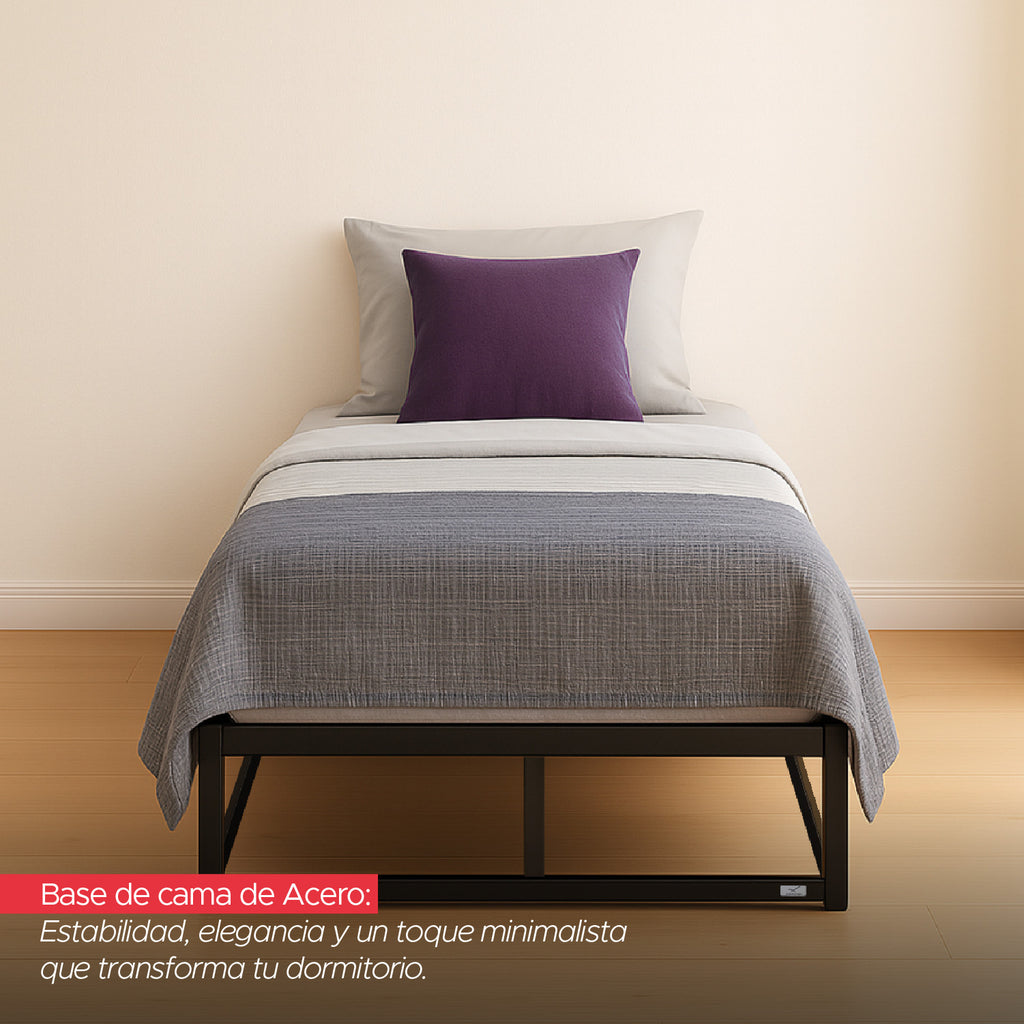 Base para cama Europea Acero y Madera 90X190 cm 1 Pza Vincenzi