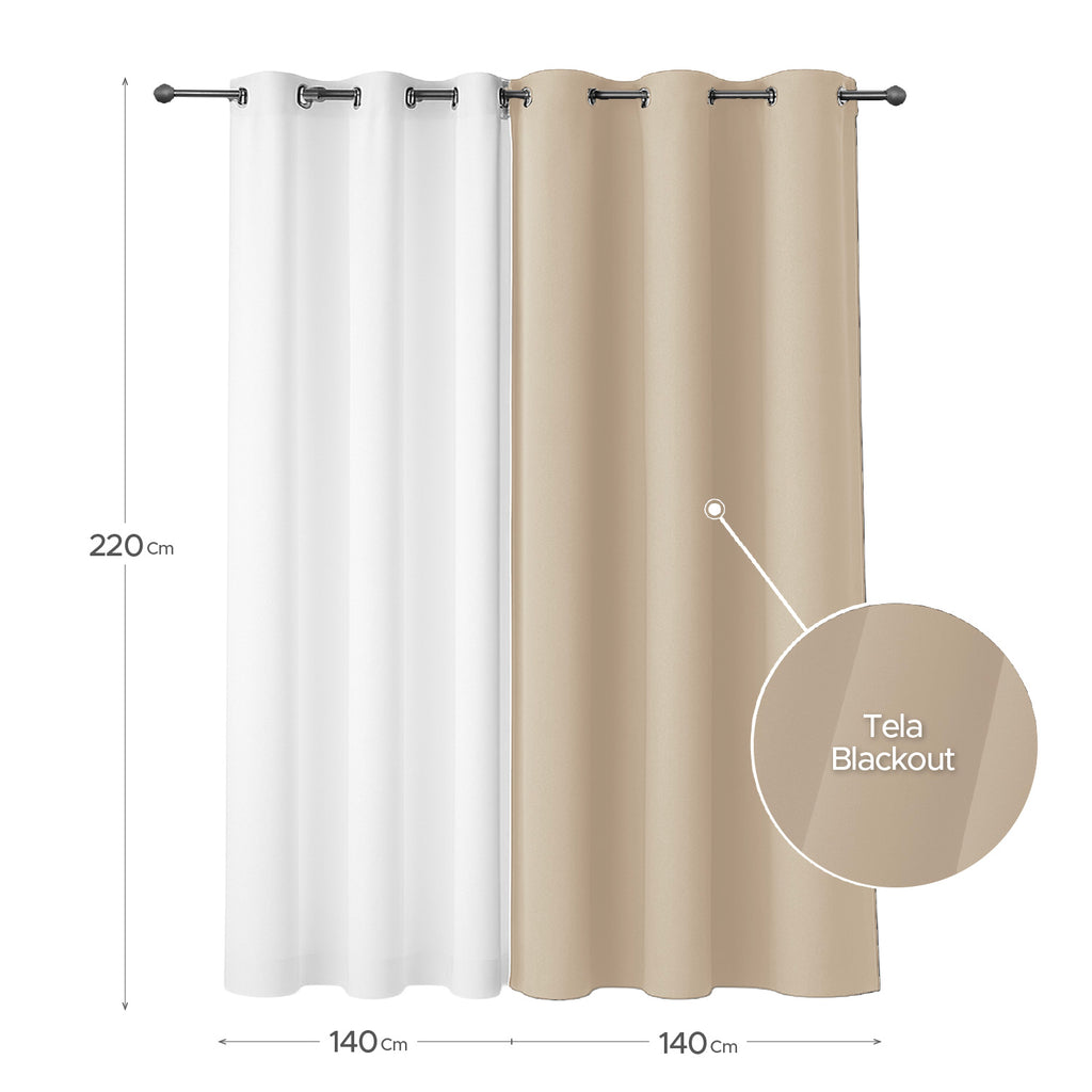 Cortina de Tela Blackout Beige + Velo Vincenzi 140x220