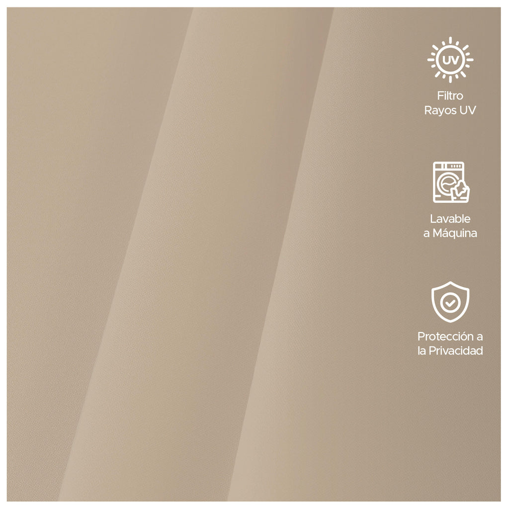 Cortina de Tela Blackout Beige + Velo Vincenzi 140x220