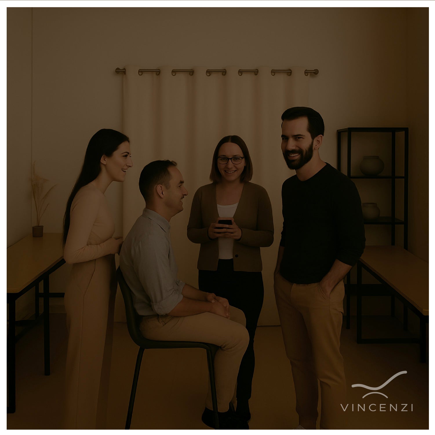 Cortina de Tela Blackout Beige + Velo Vincenzi 140x220