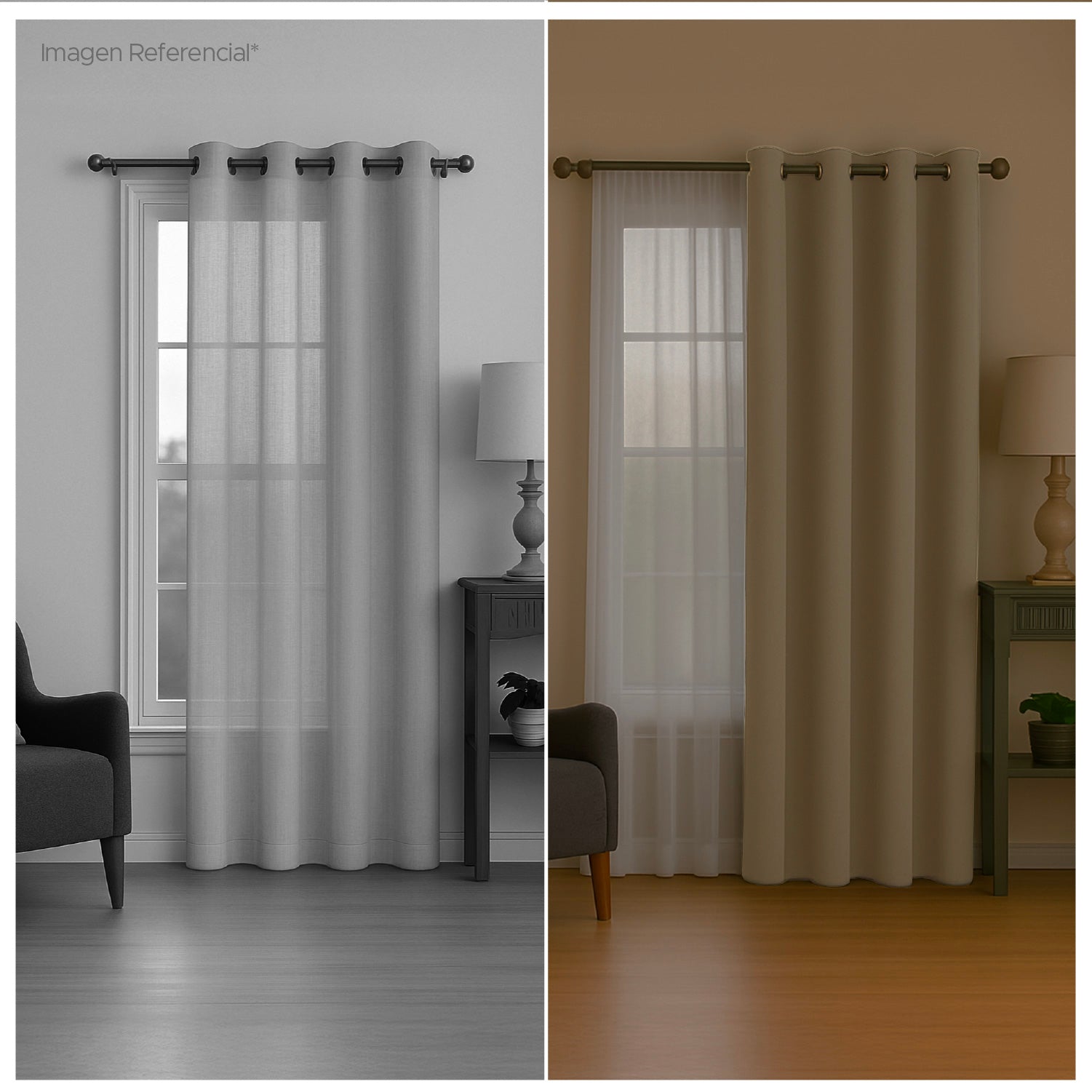 Cortina de Tela Blackout Beige + Velo Vincenzi 140x220