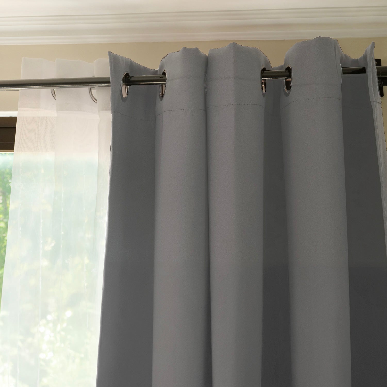 Cortina de Tela Blackout Gris + Velo Vincenzi 140x220