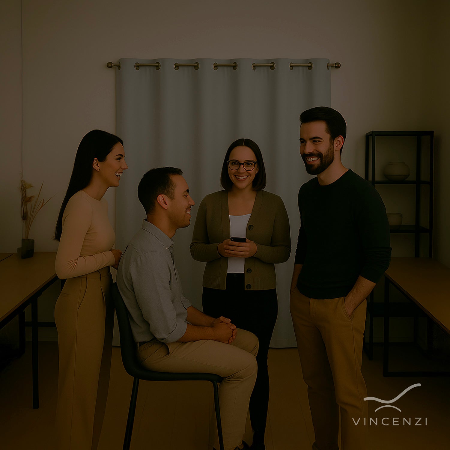 Cortina de Tela Blackout Gris + Velo Vincenzi 140x220