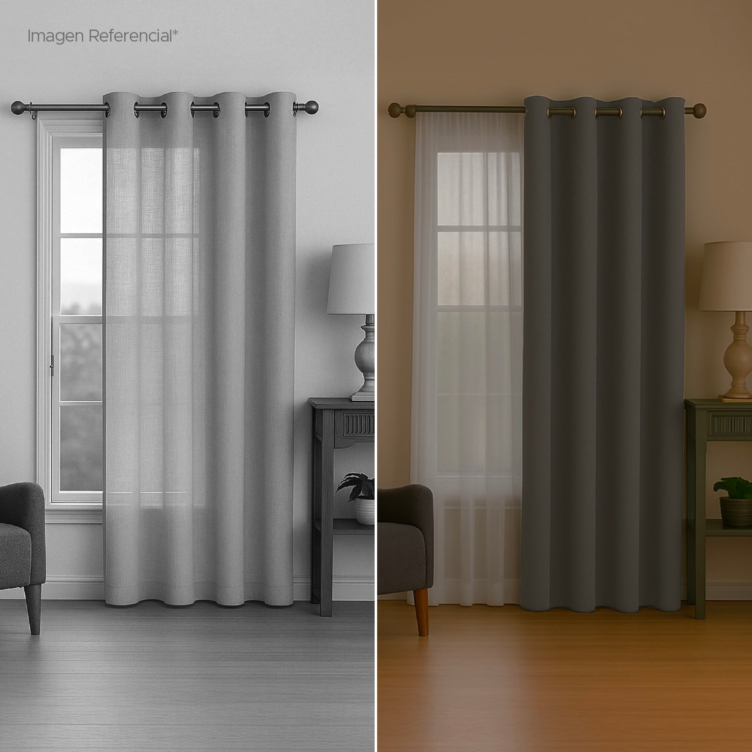 Cortina de Tela Blackout Gris + Velo Vincenzi 140x220