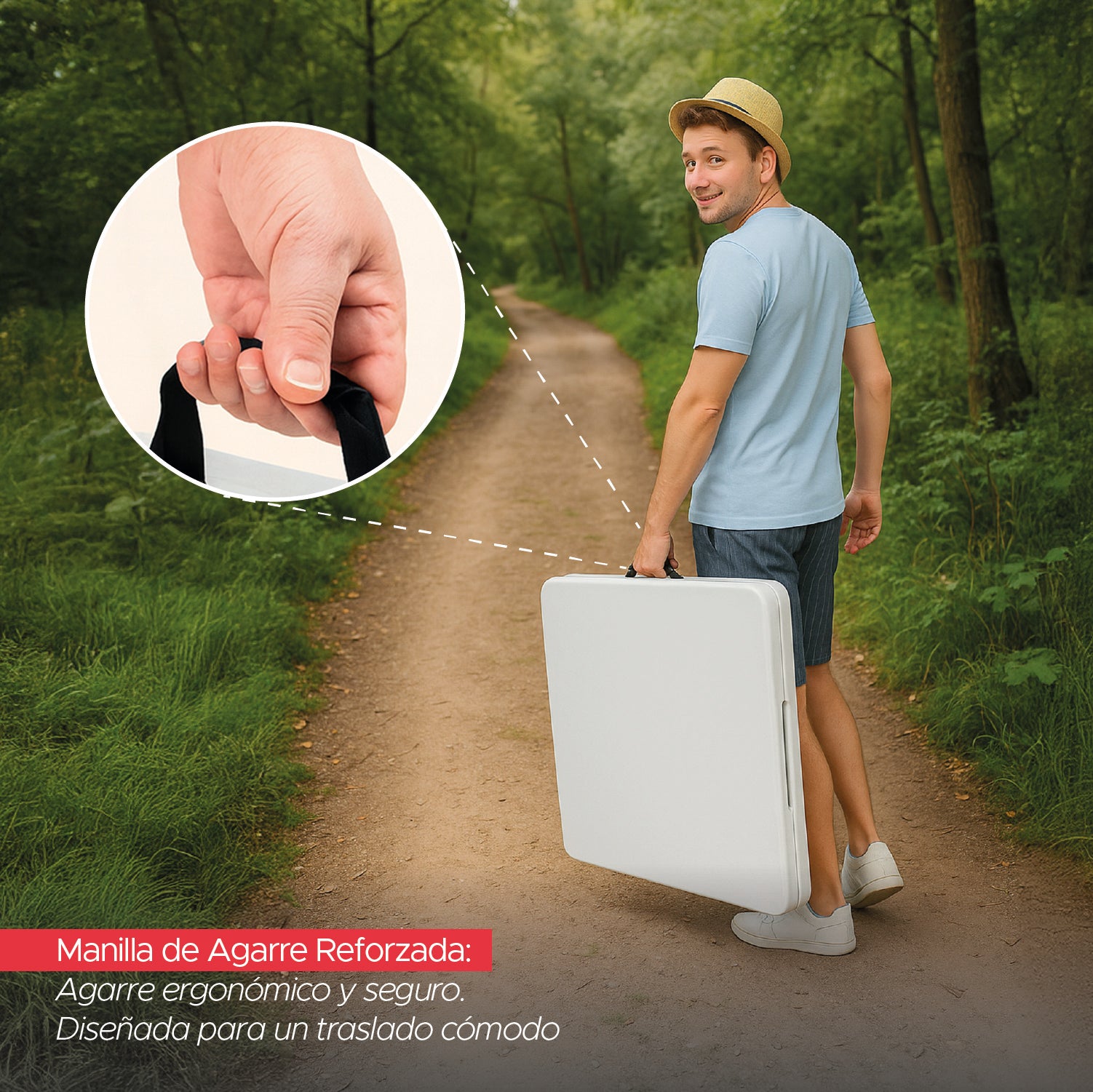 Mesa Plegable Tipo Maleta Blanca 180x72x72 cm Vincenzi