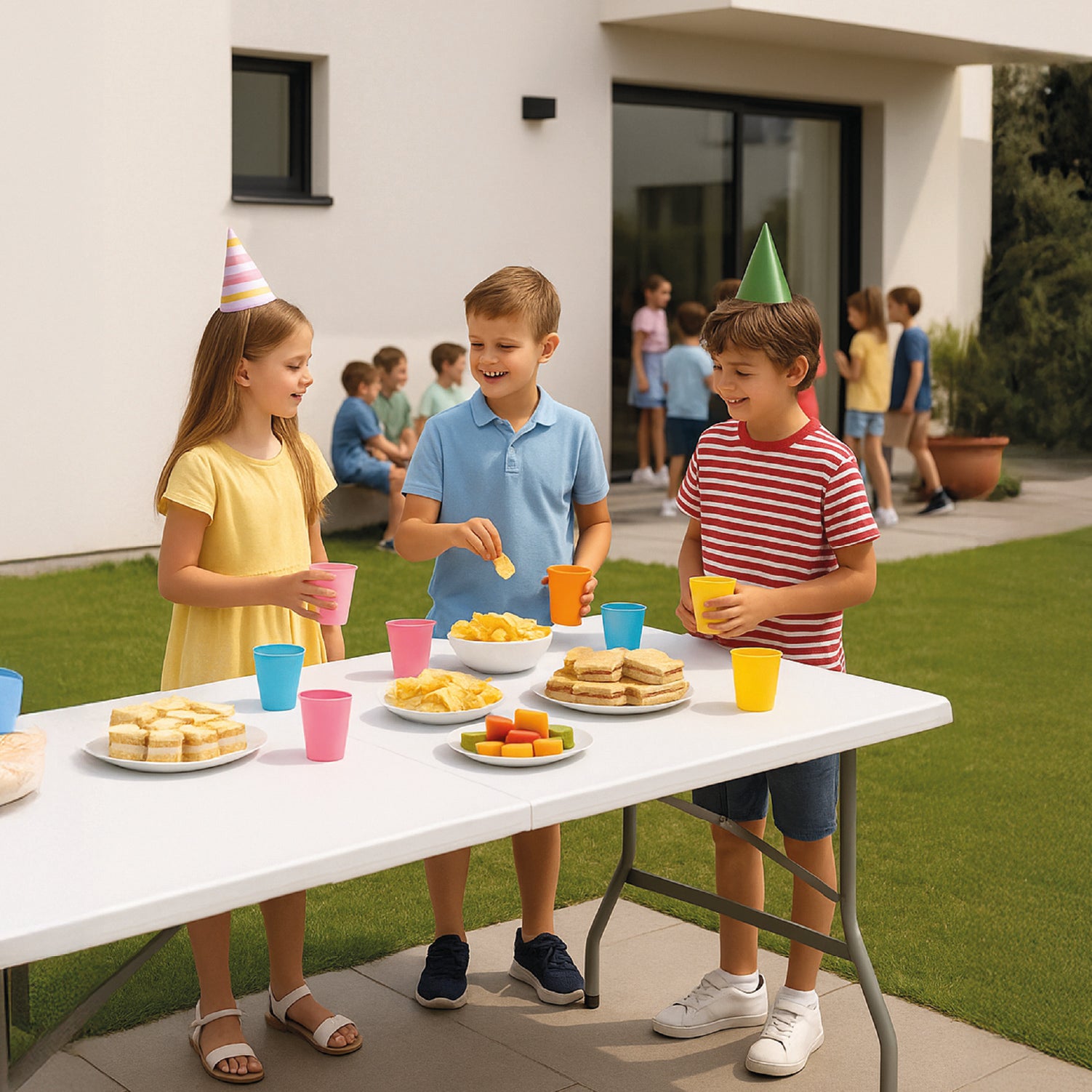 Mesa Plegable Tipo Maleta Blanca 180x72x72 cm Vincenzi