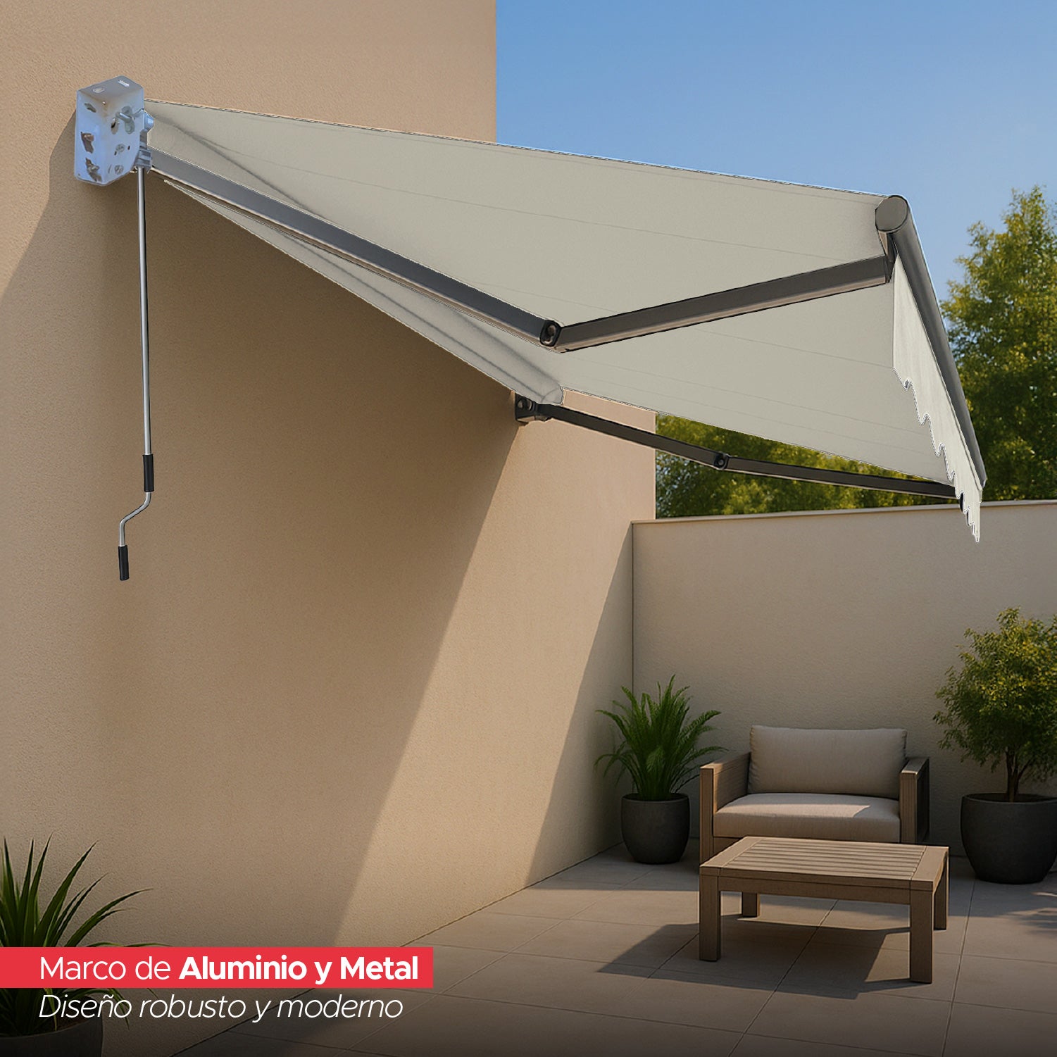 Toldo con brazo retráctil para Terrazas 3x2.5 Mts Blanco Vincenzi