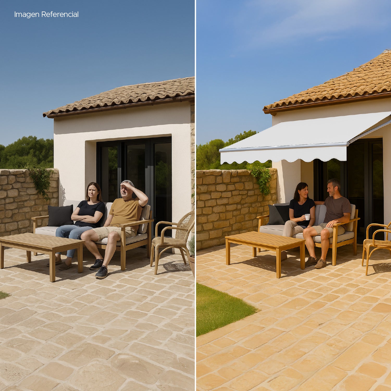 Toldo con brazo retráctil para Terrazas 3x2.5 Mts Blanco Vincenzi